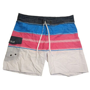 Nonwe Board Shorts Mens Swimming Trunks Blue Pink White Swim Beach Size 42